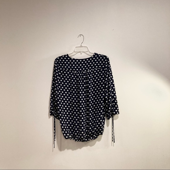New York & Company Soho Jeans Polka Dot V-Neck Top, Size M, Navy - Picture 2 of 11